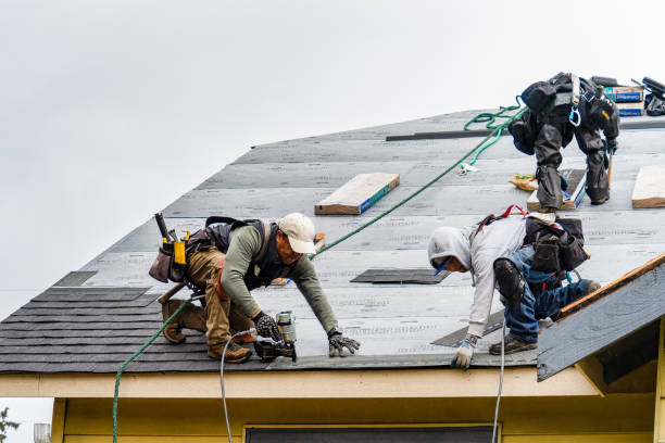 Professional Flat Roof Repair technician working in Thompson, OH